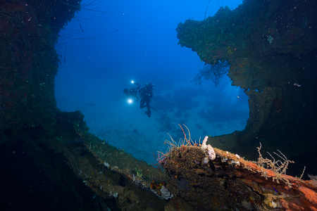 3/4/2023<br>Big torpedo hole in the hull.  I strangely like the composition of this image.